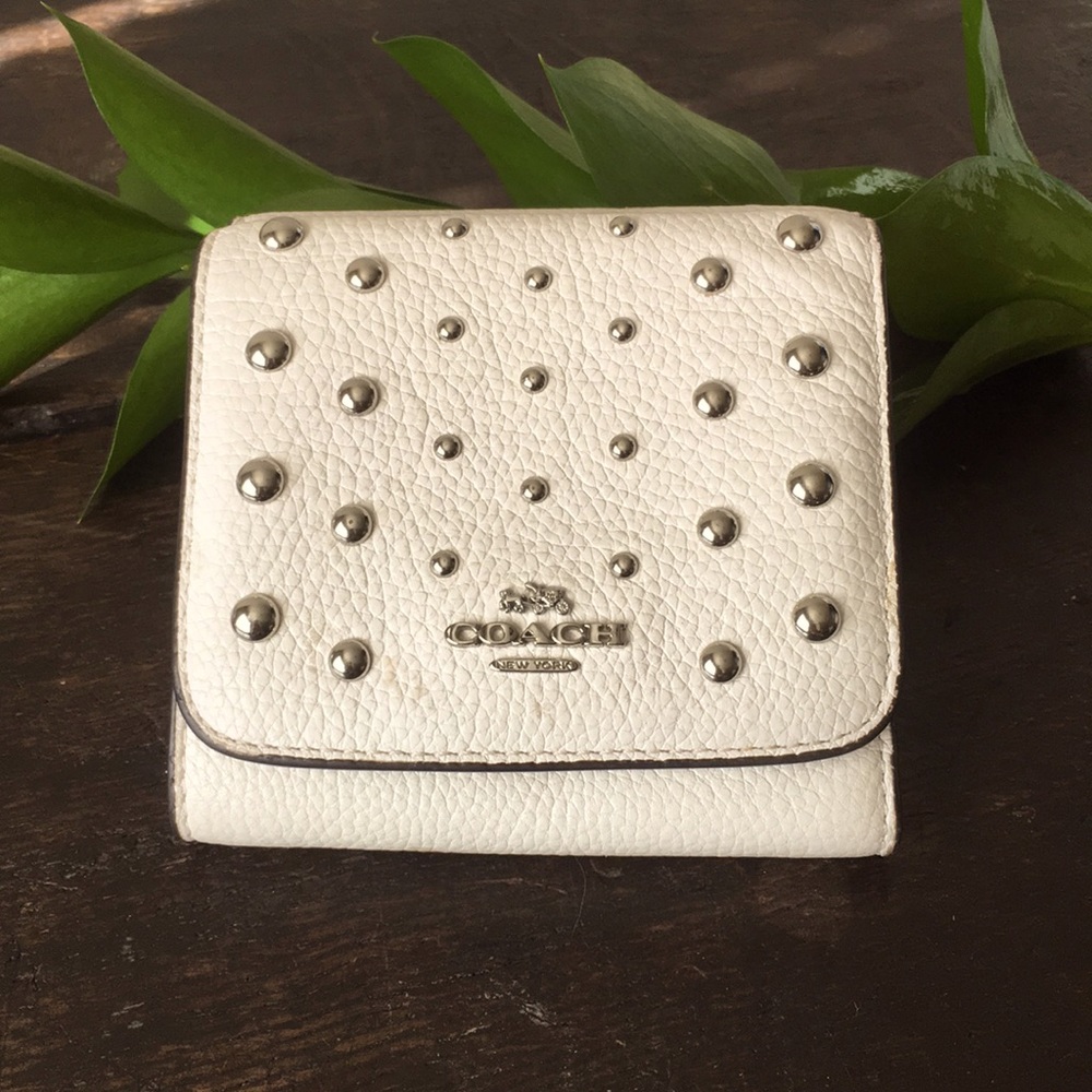 Coach Cream Studded Leather Wallet